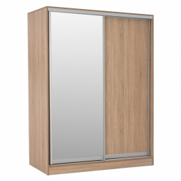 Ντουλάπα Adler HM2434 Δίφυλλη Συρόμενη Με Καθρέπτη 160x60x210cm Sonama Δίφυλλη