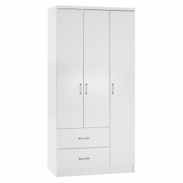 Ντουλάπα Caesar HM340.05 Τρίφυλλη Με 2 Συρτάρια 89x42,5x181cm White Τρίφυλλη