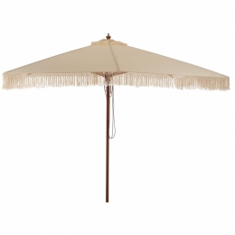 Ομπρέλα Επαγγελματική Quiana HM5778.01 3X3X2.50m Με Μακραμέ Κρόσι Και Ξύλινο Σκελετό Beige