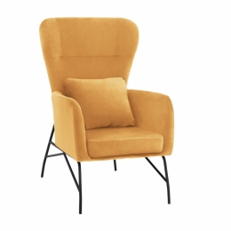 Πολυθρόνα Μπερζέρα HM8721.09 67x80x102cm Gold - Black Βελούδο, Μέταλλο
