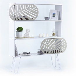 Ραφιέρα Δαπέδου Sillia HM9181.01 94x25x117cm White - Ecru Μελαμίνη,Μέταλλο