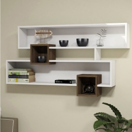 Ραφιέρα Τοίχου Freya HM8991.01 120x22x77cm White - Walnut Μελαμίνη
