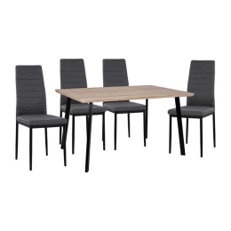 Τραπεζαρία HM11040 (Σετ 5τμχ) Sonama 140x80x76cm Με Καρέκλες Lady Grey - Black 4 Θέσεων