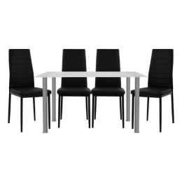 Τραπεζαρία HM10061.12 (Σετ 5τμχ) Με Τραπέζι Alan 120X70X75 Και Καρέκλες Lady Black 4 Θέσεων