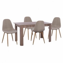 Τραπεζαρία HM11618.07 (Σετ 5τμχ) 140x80x77 Light Beige 4 Θέσεων