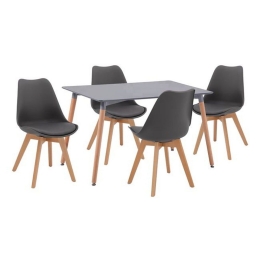 Τραπεζαρία HM11315 (Σετ 5τμχ) Τραπέζι 120x80x73cm Με Καρέκλες Vegas Dark Grey 4 Θέσεων