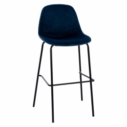 Σκαμπό Bar Vincent HM8579.18 (Σετ 4τμχ) 56,5x47x106cm Blue Βελούδο, Μέταλλο
