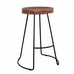 Σκαμπό Bar Μεσαίου Ύψους Eleanor HM8487.11 Από Μασίφ Ξύλο Ακακίας 49Χ42Χ67cm Natural Μέταλλο,Ξύλο