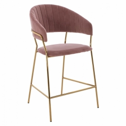 Σκαμπό Bar Μεσαίου Ύψους Theodore HM8734.02 60x55x100cm Apple - Gold Βελούδο, Μέταλλο