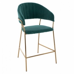 Σκαμπό Bar Μεσαίου Ύψους Theodore HM8734.03 60x55x100cm Pine - Gold Βελούδο, Μέταλλο