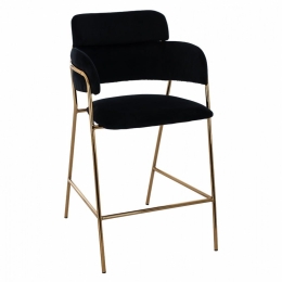 Σκαμπό Bar Μεσαίου Ύψους Kelso HM8735.04 54x58x95cm Black Βελούδο, Μέταλλο