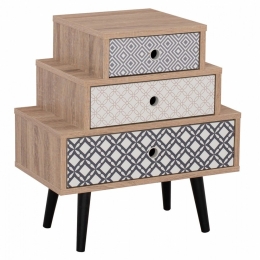 Συρταριέρα Hattie HM8758 Με 3 Συρτάρια 52x30x57cm Sonama - Grey