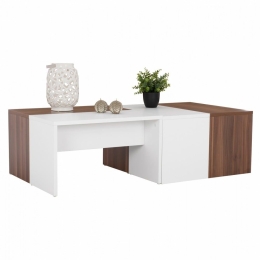 Τραπεζάκι Σαλονιού Karsyn HM9158 120x60x35cm Walnut -White Μελαμίνη