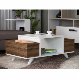 Τραπεζάκι Σαλονιού Zennie HM8982.01 90x60x43.8cm Walnut - White Μελαμίνη