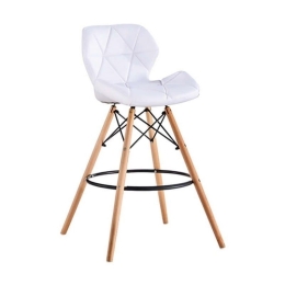 Σκαμπό Bar Ξύλινο (Σετ 2τμχ) Margo White PU 55Χ55Χ99cm Ξύλο,Τεχνόδερμα