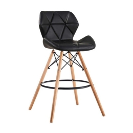 Σκαμπό Bar Ξύλινο (Σετ 2τμχ) Margo Black PU 55Χ55Χ99cm Ξύλο,Τεχνόδερμα