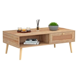 Τραπέζι Σαλονιού Colm Rattan HM9224.11 110x59x39,5cm Natural-Οak Μελαμίνη