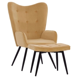 Πολυθρόνα - Μπερζέρα Με Υποπόδιο Crawley HM8918.09 70x57x103cm Black-Gold