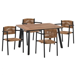 Τραπεζαρία Κήπου (Σετ 5Τμχ) HM11430 120x80x72,5cm Anthracite-Natural 4 Θέσεων