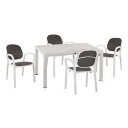 Τραπεζαρία Κήπου(Σετ 5Τμχ) HM11719 150x90x73,5cm White-Anthracite 4 Θέσεων
