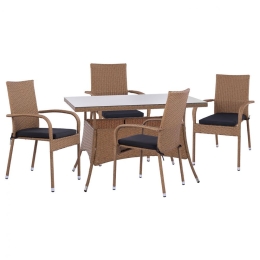 Τραπεζαρία Κήπου (Σετ 5Τμχ) HM11711.32 120x70x75cm Beige-Brown 4 Θέσεων