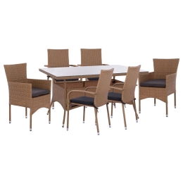 Τραπεζαρία Κήπου (Σετ 7Τμχ) HM11715.02 150x90x75cm Beige 6 Θέσεων