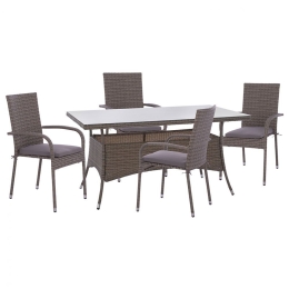 Τραπεζαρία Κήπου (Σετ 5Τμχ) HM11713.01 150x90x75cm Grey 4 Θέσεων