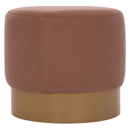 Σκαμπό Vinde HM9260.04 Φ40x35cm Brown-Gold Μέταλλο,Ύφασμα,Ξύλο