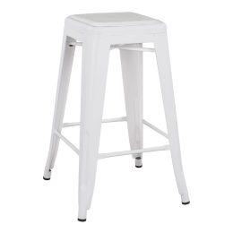 Σκαμπό Με Μαξιλάρι Melita HM11363.21 43x43x67cm White Μέταλλο,Τεχνόδερμα