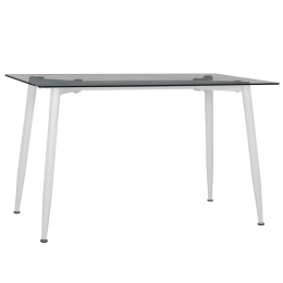 Τραπέζι Idella HM8498.03 120x70x75cm White-Clear Μέταλλο,Γυαλί