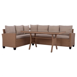 Σαλόνι Κήπου (Σετ 2Τμχ) HM5756.02 236x67/180x80cm Brown 5 Θέσεων