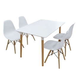 Σετ Τραπεζαρίας Loft (Σετ 5Τμχ) 20.9902 120x80x72cm White 4 Θέσεων Ξύλο,Πολυπροπυλένιο