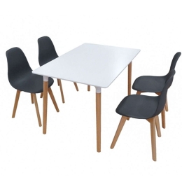 Σετ Τραπεζαρίας Loft Plus (Σετ 5τμχ) 20.9905 120x80x72cm White-Black 4 Θέσεων Ξύλο,Πολυπροπυλένιο