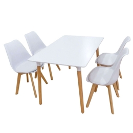 Σετ Τραπεζαρίας Logan Plus (Σετ 5Τμχ) 20.9908 120x80x72cm White 4 Θέσεων Ξύλο,Πολυπροπυλένιο,Τεχνόδερμα