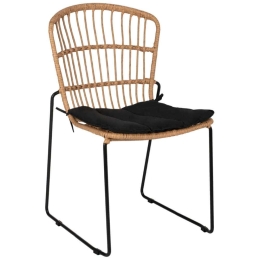 Καρέκλα HM5866.01 Με Μαξιλάρι & Rattan 51,5x58x86cm Natural-Black