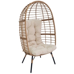 Πολυθρόνα Φωλιά HM5869.01 76x67x145cm Rattan Πόδια Black-Beige