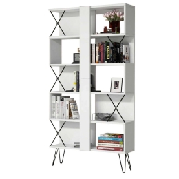Βιβλιοθήκη HM9496.03 Με Μεταλλικά Πόδια 90x22x167,3cm White Μελαμίνη