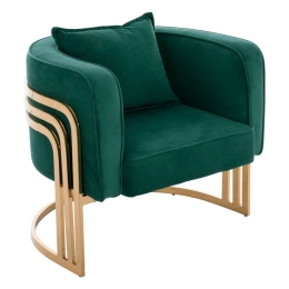 Πολυθρόνα Tiana HM8738.03 Με Μεταλλικό Σκελετό Green Βελούδο, Μέταλλο