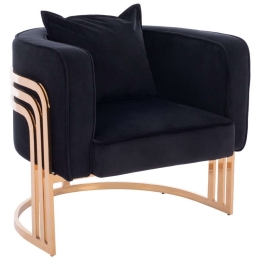 Πολυθρόνα Tiana HM8738.04 Με Μεταλλικό Σκελετό Black Βελούδο, Μέταλλο