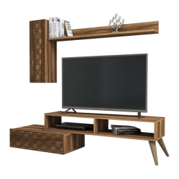 Σύνθεση Τηλεόρασης (Σετ 2Τμχ) HM9518.03 150x37,2x37,8cm Walnut Μελαμίνη