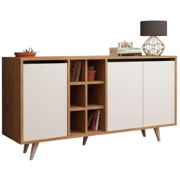Μπουφές HM9432.02 140x40x86cm Walnut-White Μελαμίνη