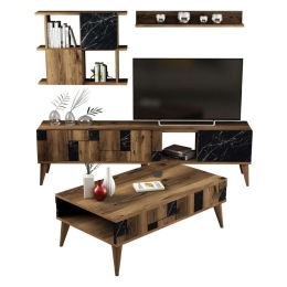 Σύνθεση Σαλονιού (Σετ 2Τμχ) HM11846.02 Walnut-Black Μελαμίνη