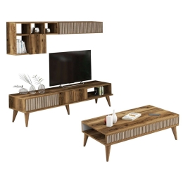 Σύνθεση Σαλονιού (Σετ 2Τμχ) HM11847.01 Walnut-White Μελαμίνη
