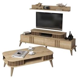 Σύνθεση Σαλονιού (Σετ 2Τμχ) HM11848.01 Natural-Oak