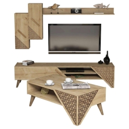 Σύνθεση Σαλονιού (Σετ 2Τμχ) HM11849.01 Natural-Oak Μελαμίνη