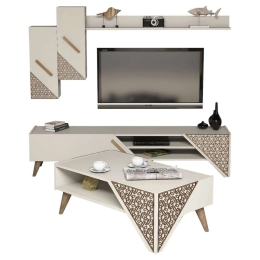 Σύνθεση Σαλονιού (Σετ 2Τμχ) HM11849.03 Cream-Walnut