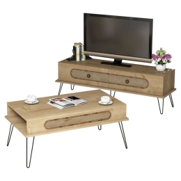 Σύνθεση Σαλονιού (Σετ 2Τμχ) HM11851.02 Natural-Oak Μελαμίνη