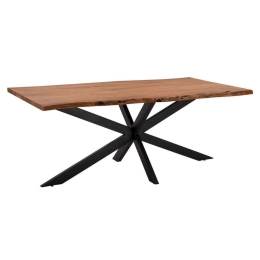 Τραπέζι Montana Superior HM8716.11 200x106x77cm 4cm Μασίφ Ξύλο Natural-Black Μέταλλο,Ξύλο
