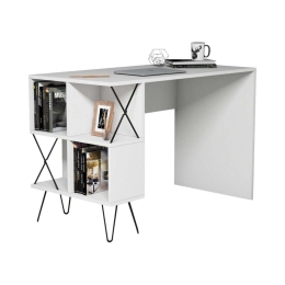 Γραφείο Υπολογιστή HM9509.03 120x60x78,8cm Με Ράφια White Μελαμίνη,Μέταλλο