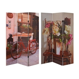 Παραβάν Τρίφυλλο Δύο Όψεων Bike And Chair HM8136 180x121x2,5cm Σε Καμβά Multi Καμβάς